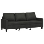 vidaXL Canapea cu 3 locuri cu taburet, negru, 180 cm, material textil vidaXL Canapea cu 3 locuri cu taburet, negru, 180 cm, material textil