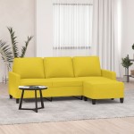 vidaXL Canapea cu 3 locuri și taburet, galben deschis, 180 cm, textil vidaXL Canapea cu 3 locuri și taburet, galben deschis, 180 cm, textil