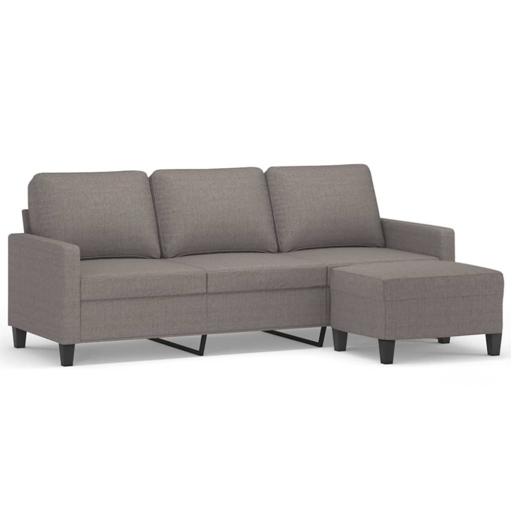 vidaXL Canapea cu 3 locuri și taburet, taupe, 180 cm, material textil