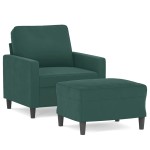 vidaXL Fotoliu canapea cu taburet, verde închis, 60 cm, catifea