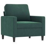 vidaXL Fotoliu canapea cu taburet, verde închis, 60 cm, catifea