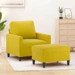 vidaXL Fotoliu canapea cu taburet, galben, 60 cm, catifea