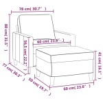vidaXL Fotoliu canapea cu taburet, crem, 60 cm, catifea