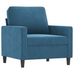 vidaXL Fotoliu canapea cu taburet, albastru, 60 cm, catifea