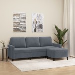 vidaXL Canapea cu 3 locuri și taburet, gri închis, 180 cm, catifea vidaXL Canapea cu 3 locuri și taburet, gri închis, 180 cm, catifea
