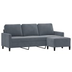 vidaXL Canapea cu 3 locuri și taburet, gri închis, 180 cm, catifea vidaXL Canapea cu 3 locuri și taburet, gri închis, 180 cm, catifea