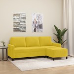 vidaXL Canapea cu 3 locuri și taburet, galben, 180 cm, catifea vidaXL Canapea cu 3 locuri și taburet, galben, 180 cm, catifea