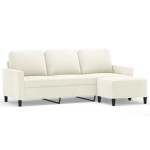 vidaXL Canapea cu 3 locuri și taburet, crem, 180 cm, catifea vidaXL Canapea cu 3 locuri și taburet, crem, 180 cm, catifea