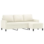 vidaXL Canapea cu 3 locuri și taburet, crem, 180 cm, catifea vidaXL Canapea cu 3 locuri și taburet, crem, 180 cm, catifea