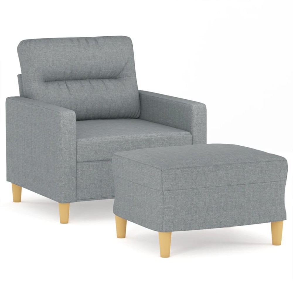 vidaXL Fotoliu canapea cu taburet, gri deschis, 60 cm, textil