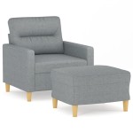 vidaXL Fotoliu canapea cu taburet, gri deschis, 60 cm, textil