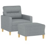 vidaXL Fotoliu canapea cu taburet, gri deschis, 60 cm, textil