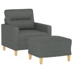 vidaXL Fotoliu canapea cu taburet, gri închis, 60 cm, textil