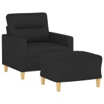 vidaXL Fotoliu canapea cu taburet, negru, 60 cm, material textil