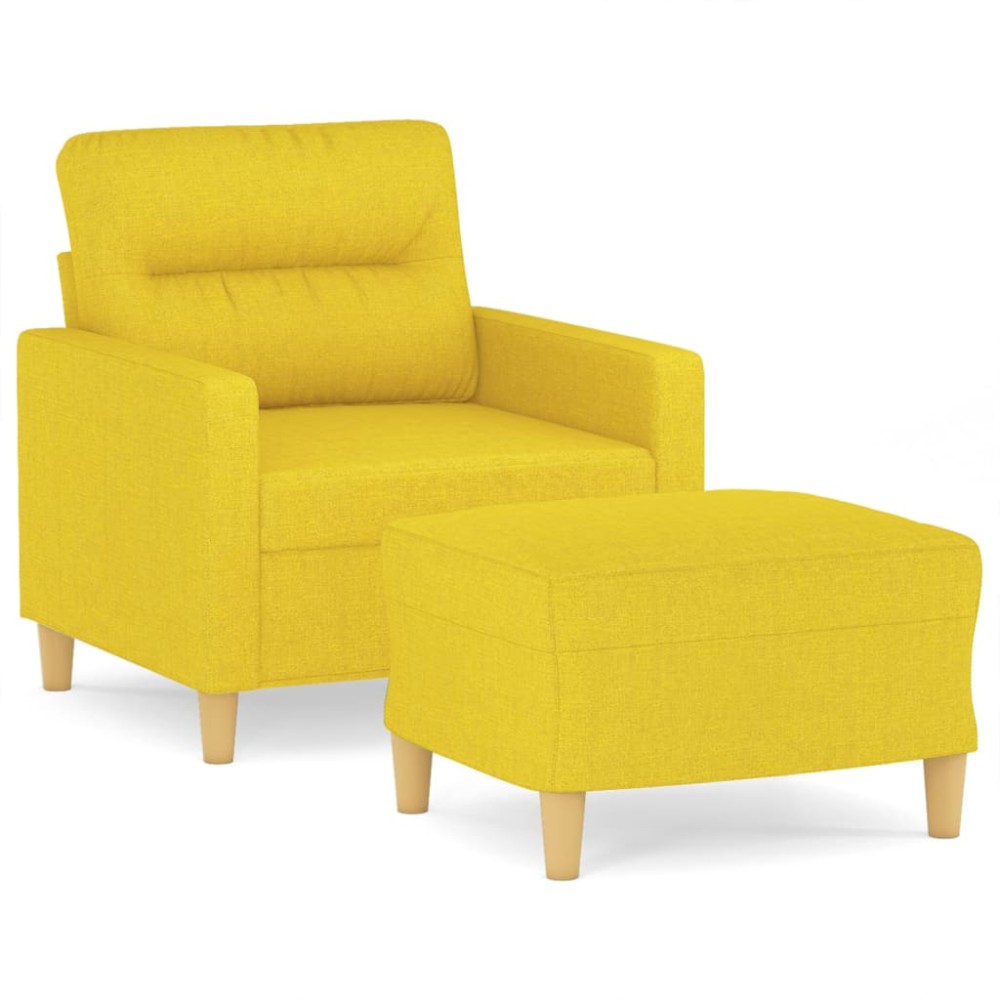 vidaXL Fotoliu canapea cu taburet, galben deschis, 60 cm, textil