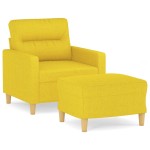 vidaXL Fotoliu canapea cu taburet, galben deschis, 60 cm, textil