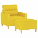 vidaXL Fotoliu canapea cu taburet, galben deschis, 60 cm, textil