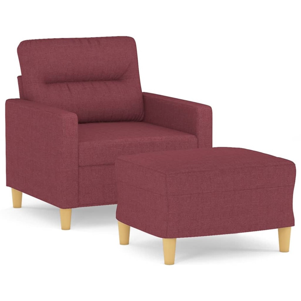 vidaXL Fotoliu canapea cu taburet, roșu vin, 60 cm, material textil