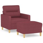 vidaXL Fotoliu canapea cu taburet, roșu vin, 60 cm, material textil