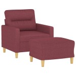 vidaXL Fotoliu canapea cu taburet, roșu vin, 60 cm, material textil