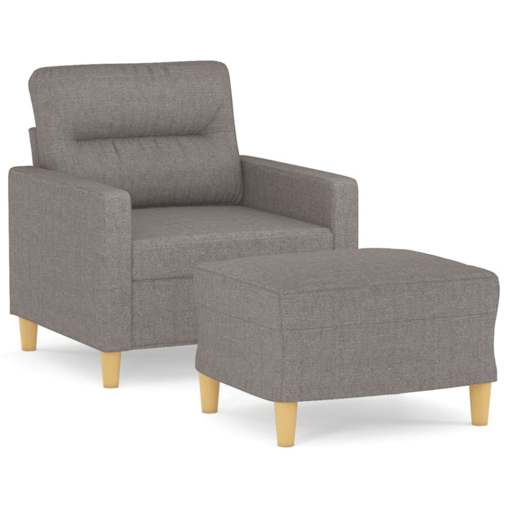vidaXL Fotoliu canapea cu taburet, taupe, 60 cm, material textil