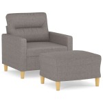 vidaXL Fotoliu canapea cu taburet, taupe, 60 cm, material textil