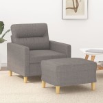 vidaXL Fotoliu canapea cu taburet, taupe, 60 cm, material textil