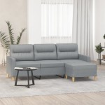 vidaXL Canapea cu 3 locuri și taburet, gri deschis, 180 cm, textil vidaXL Canapea cu 3 locuri și taburet, gri deschis, 180 cm, textil