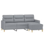 vidaXL Canapea cu 3 locuri și taburet, gri deschis, 180 cm, textil vidaXL Canapea cu 3 locuri și taburet, gri deschis, 180 cm, textil