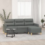 vidaXL Canapea cu 3 locuri și taburet, gri închis, 180 cm, textil vidaXL Canapea cu 3 locuri și taburet, gri închis, 180 cm, textil