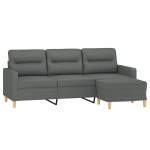 vidaXL Canapea cu 3 locuri și taburet, gri închis, 180 cm, textil vidaXL Canapea cu 3 locuri și taburet, gri închis, 180 cm, textil