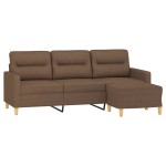 vidaXL Canapea cu 3 locuri cu taburet, maro, 180 cm, material textil vidaXL Canapea cu 3 locuri cu taburet, maro, 180 cm, material textil