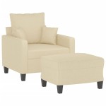 vidaXL Fotoliu canapea cu taburet, crem, 60 cm, material textil