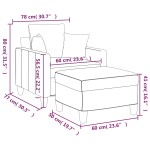 vidaXL Fotoliu canapea cu taburet, crem, 60 cm, material textil