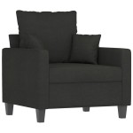 vidaXL Fotoliu canapea cu taburet, negru, 60 cm, material textil