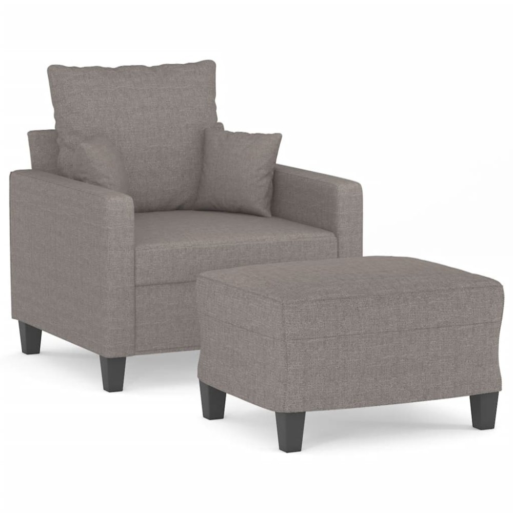 vidaXL Fotoliu canapea cu taburet, taupe, 60 cm, material textil