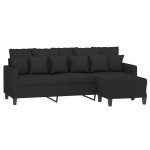 vidaXL Canapea cu 3 locuri cu taburet, negru, 180 cm, material textil vidaXL Canapea cu 3 locuri cu taburet, negru, 180 cm, material textil