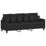 vidaXL Canapea cu 3 locuri cu taburet, negru, 180 cm, material textil vidaXL Canapea cu 3 locuri cu taburet, negru, 180 cm, material textil