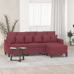 vidaXL Canapea cu 3 locuri și taburet, roșu vin, 180 cm, textil vidaXL Canapea cu 3 locuri și taburet, roșu vin, 180 cm, textil