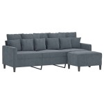 vidaXL Canapea cu 3 locuri și taburet, gri închis, 180 cm, catifea vidaXL Canapea cu 3 locuri și taburet, gri închis, 180 cm, catifea
