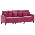 vidaXL Canapea cu 3 locuri și taburet, roșu vin, 180 cm, catifea vidaXL Canapea cu 3 locuri și taburet, roșu vin, 180 cm, catifea