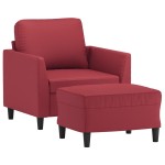 vidaXL Fotoliu canapea cu taburet, roșu vin, 60 cm, piele ecologică