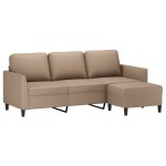 vidaXL Canapea cu 3 locuri / taburet cappuccino 180 cm piele ecologică vidaXL Canapea cu 3 locuri / taburet cappuccino 180 cm piele ecologică