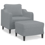 vidaXL Fotoliu canapea cu taburet, gri deschis, 60 cm, textil