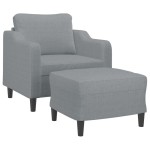 vidaXL Fotoliu canapea cu taburet, gri deschis, 60 cm, textil