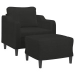 vidaXL Fotoliu canapea cu taburet, negru, 60 cm, material textil