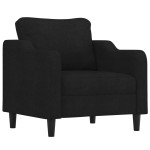 vidaXL Fotoliu canapea cu taburet, negru, 60 cm, material textil