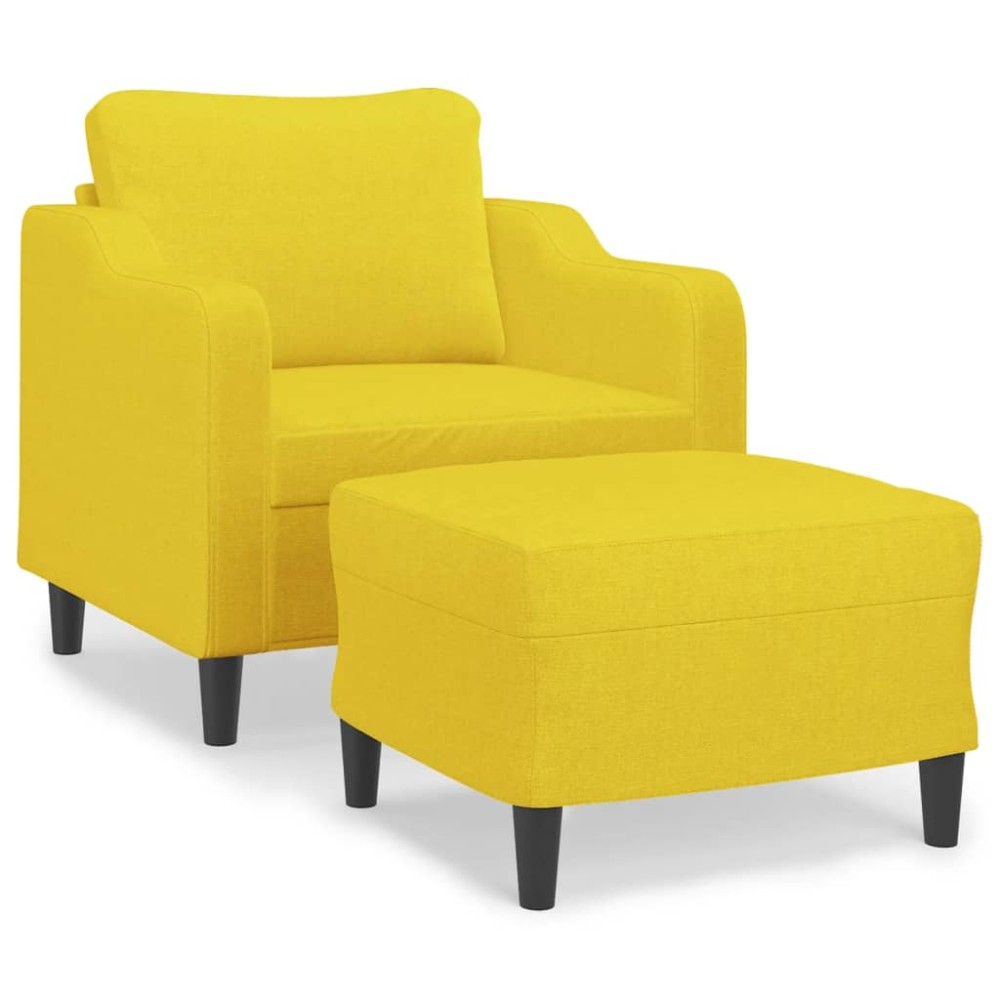 vidaXL Fotoliu canapea cu taburet, galben deschis, 60 cm, textil