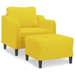 vidaXL Fotoliu canapea cu taburet, galben deschis, 60 cm, textil