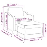 vidaXL Fotoliu canapea cu taburet, galben deschis, 60 cm, textil
